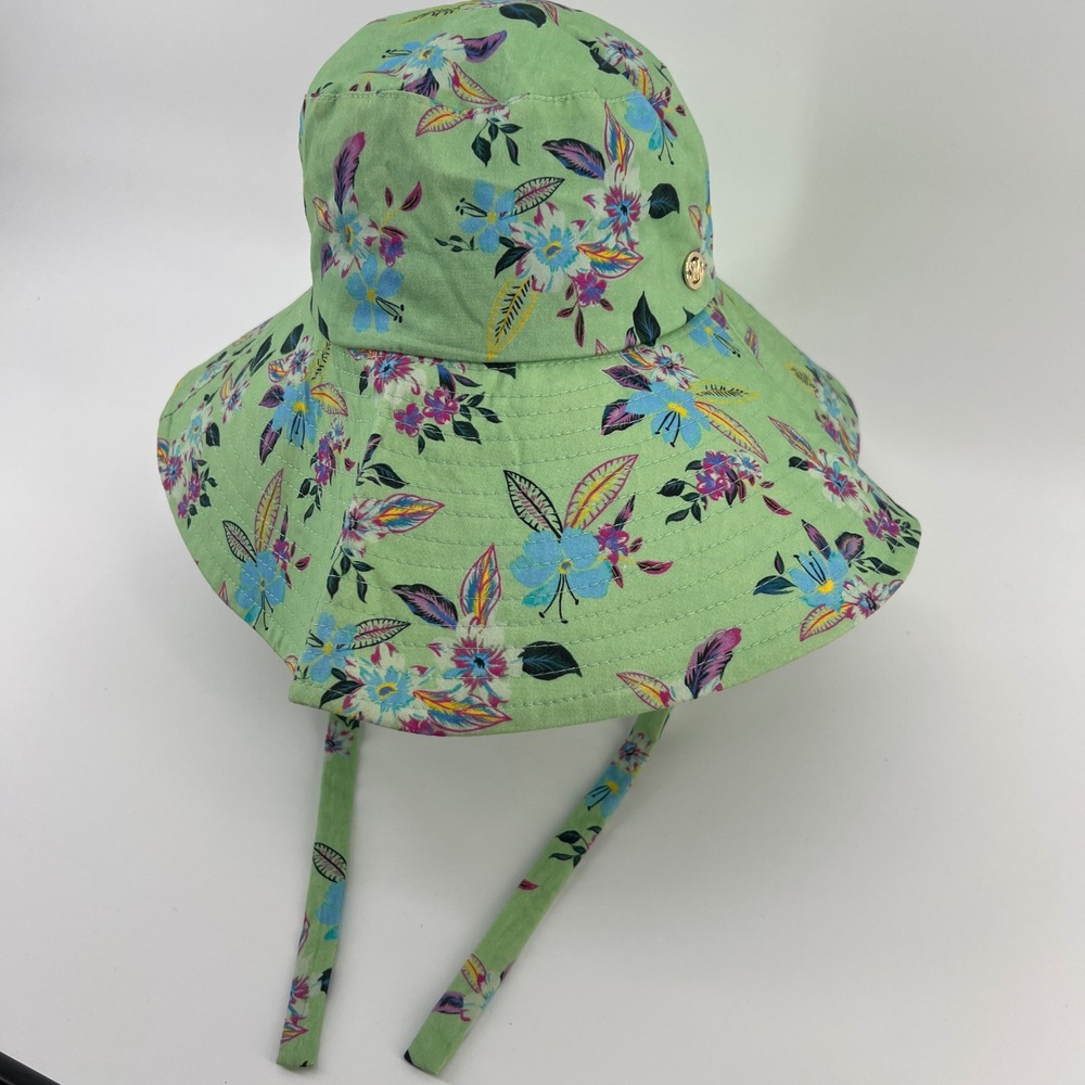 Steve Madden Womens Floral Wide Brim Bucket Sun Hat Green New NWT One Size